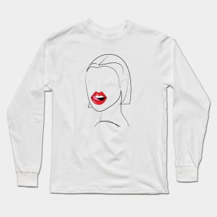 Girl Red Lips Funny Kiss Long Sleeve T-Shirt